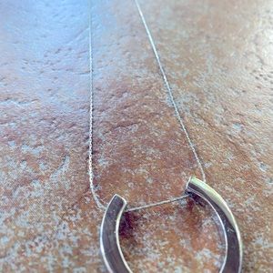 COS Long Horseshoe/Circle Pendant silver necklace RRP $110